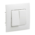 Legrand - Interrupteur double n° 5 avec enjoliveur NILOE blanc