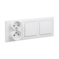Legrand - Interrupteur double unipolaire n° 1 et prise double murale avec cadre SUNO 250V blanche