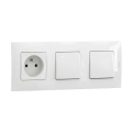 Legrand - Interrupteur double unipolaire n° 1 et prise murale avec cadre NILOE 250V de couleur blanche