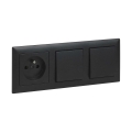 Legrand - Interrupteur double unipolaire n°1 et prise murale avec cadre SUNO 250V noir