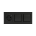 Legrand - Interrupteur double unipolaire n°1 et prise murale SCHUKO avec cadre NELOE STEP 250 V noir
