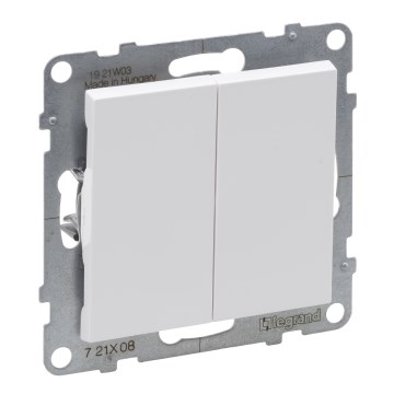 Legrand - Interrupteur double va-et-vient sans cadre n° 6+6 SUNO blanc