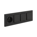 Legrand - Interrupteur triple unipolaire n° 1 et prise de courant domestique avec cadre NILOE STEP 250V noir