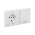 Legrand - Interrupteur unipolaire n° 1 et prise domestique SCHUKO avec cadre SUNO 250V blanc
