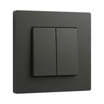 Legrand - Interrupteur va-et-vient double avec cadre n° 6+6 NILOE STEP, noir