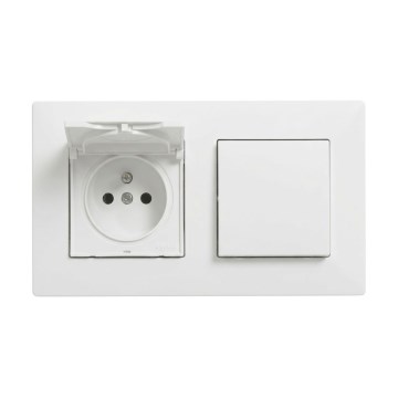 Legrand - Prise domestique et interrupteur unipolaire n° 1 avec cadre NILOE STEP 250V blanc