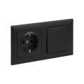 Legrand - Prise domestique SCHUKO et interrupteur unipolaire n° 1 avec cadre SUNO 250V noir