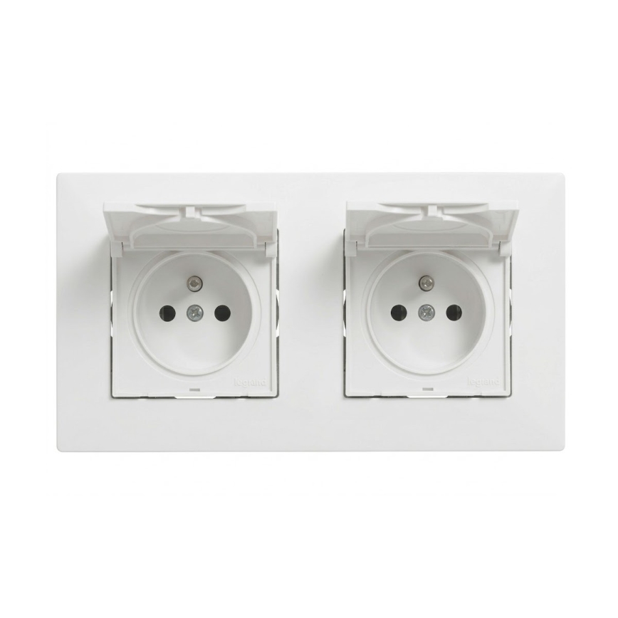 Legrand - Prise double d'extérieur pour usage domestique avec cadre NILOE STEP 250 V IP44 blanche