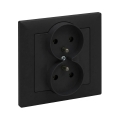 Legrand - Prise double domestique avec cadre SUNO 250V noire