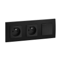 Legrand - Prise double domestique et interrupteur unipolaire n° 1 avec cadre NILOE 250 V noir