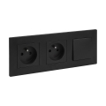 Legrand - Prise double domestique et interrupteur unipolaire n° 1 avec cadre NILOE STEP 250V noir