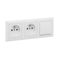Legrand - Prise double domestique et interrupteur unipolaire n° 1 avec cadre SUNO 250V blanc