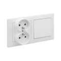 Legrand - Prise double domestique et interrupteur unipolaire n°1 avec cadre SUNO 250 V blanc
