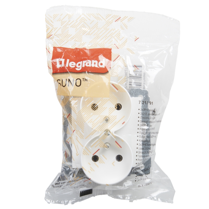Legrand - Prise double domestique sans cadre 250V/16A SUNO blanche