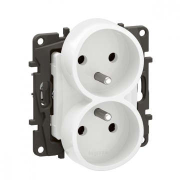 Legrand - Prise double domestique sans cadre NILOE 250V blanche