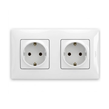 Legrand - Prise double domestique SCHUKO avec cadre NILOE 250V blanche