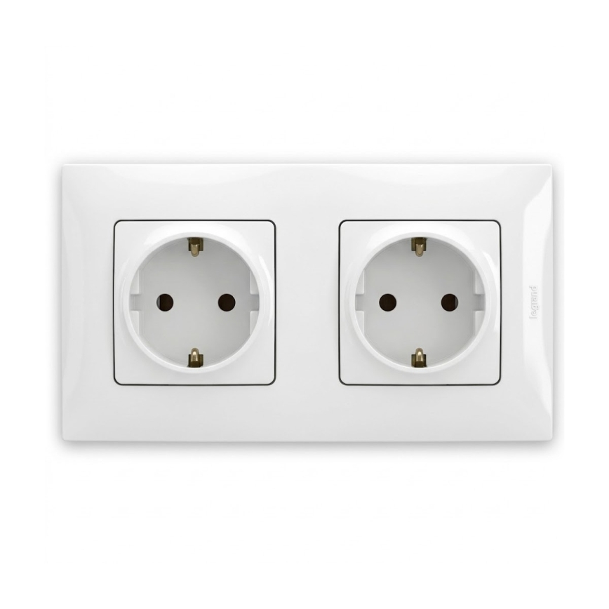 Legrand - Prise double domestique SCHUKO avec cadre NILOE 250V blanche