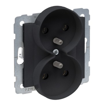 Legrand - Prise double encastrée sans cadre 250V/16A SUNO noire
