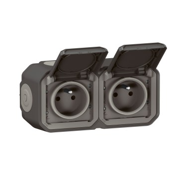 Legrand - Prise double extérieure 250V/16A PLEXO IP55 anthracite