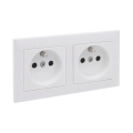 Legrand - Prise double murale avec cadre SUNO 250V blanche