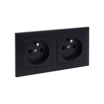 Legrand - Prise double résidentielle avec cadre SUNO 250V noire