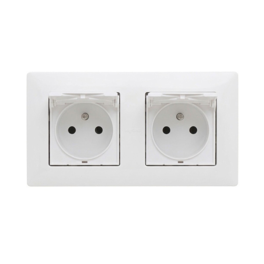 Legrand - Prise extérieure double pour usage domestique avec cadre NILOE STEP 250V IP44 blanche