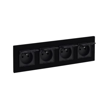 Legrand - Prise extérieure quadruple d'habitation avec cadre NILOE STEP, 250V, IP44, noire