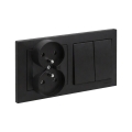 Legrand - Prise murale double et double interrupteur en série č. 5 avec cadre SUNO 250V noir