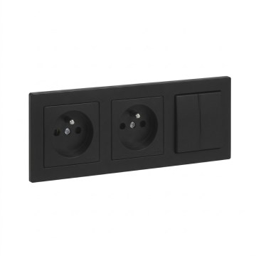 Legrand - prise murale double et double interrupteur en série n° 5 avec cadre SUNO 250 V noir