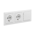 Legrand - Prise murale double SCHUKO et interrupteur unipolaire n°1 avec cadre SUNO 250 V blanc