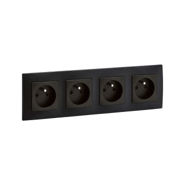 Legrand - Prise murale quadruple avec cadre NILOE 250V noire