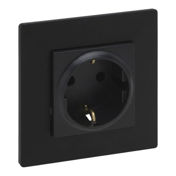 Legrand - Prise murale SCHUKO avec cadre NILOE STEP 250V noire