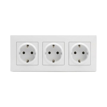 Legrand - Prise triple domestique SCHUKO avec cadre NILOE STEP 250V blanche
