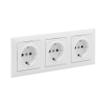 Legrand - Prise triple domestique SCHUKO avec cadre SUNO 250V blanche