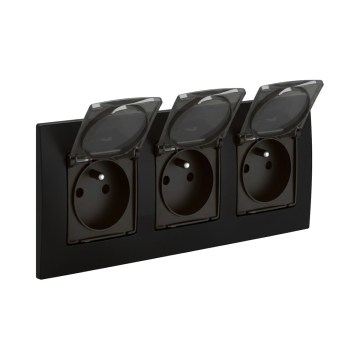 Legrand - Prise triple extérieure NILOE 250V IP44 noire