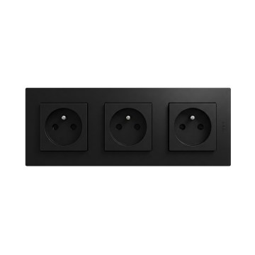 Legrand - Prise triple pour usage domestique avec cadre NILOE STEP 250V noire