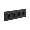 Legrand - Viervoudig huishoudelijk stopcontact met frame NILOE STEP 250V zwart
