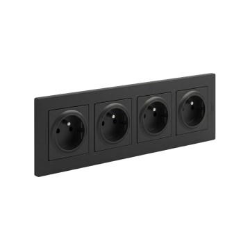 Legrand - Viervoudig huishoudelijk stopcontact met frame NILOE STEP 250V zwart