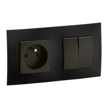 Legrand - Wandcontactdoos en dubbele schakelaar nr. 5 met NILOE-afdekraam 250V zwart