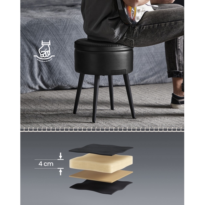 Leren kruk CORE zwart