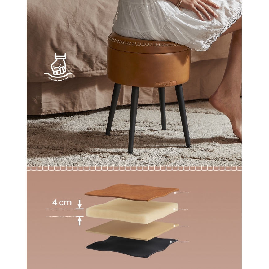 Leren poef CORE cognac