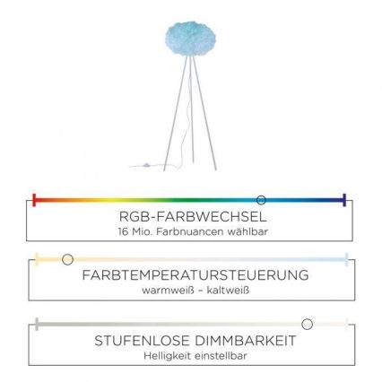 Leuchten Direkt 11212-16 - LED RGBW Dimbare staande lamp NAOMI LED/10W/230V 2700-5000K Wi-Fi TUYA + afstandsbediening