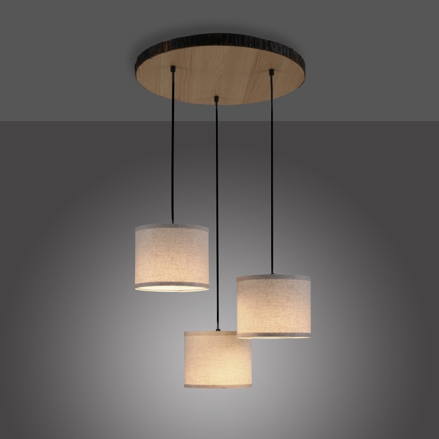 Leuchten Direkt 11236-79 - Hanglamp aan een koord BARK 3xE27/40W/230V hout