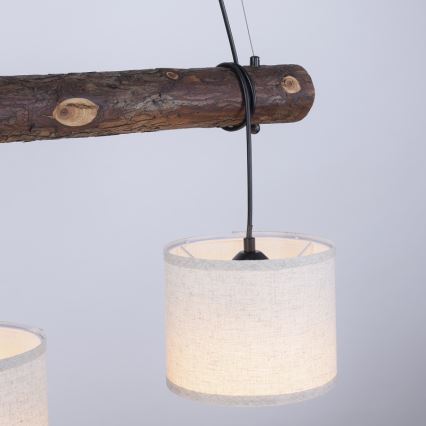 Leuchten Direkt 11238-79 - Hanglamp aan kabel BARK 3xE27/40W/230V hout