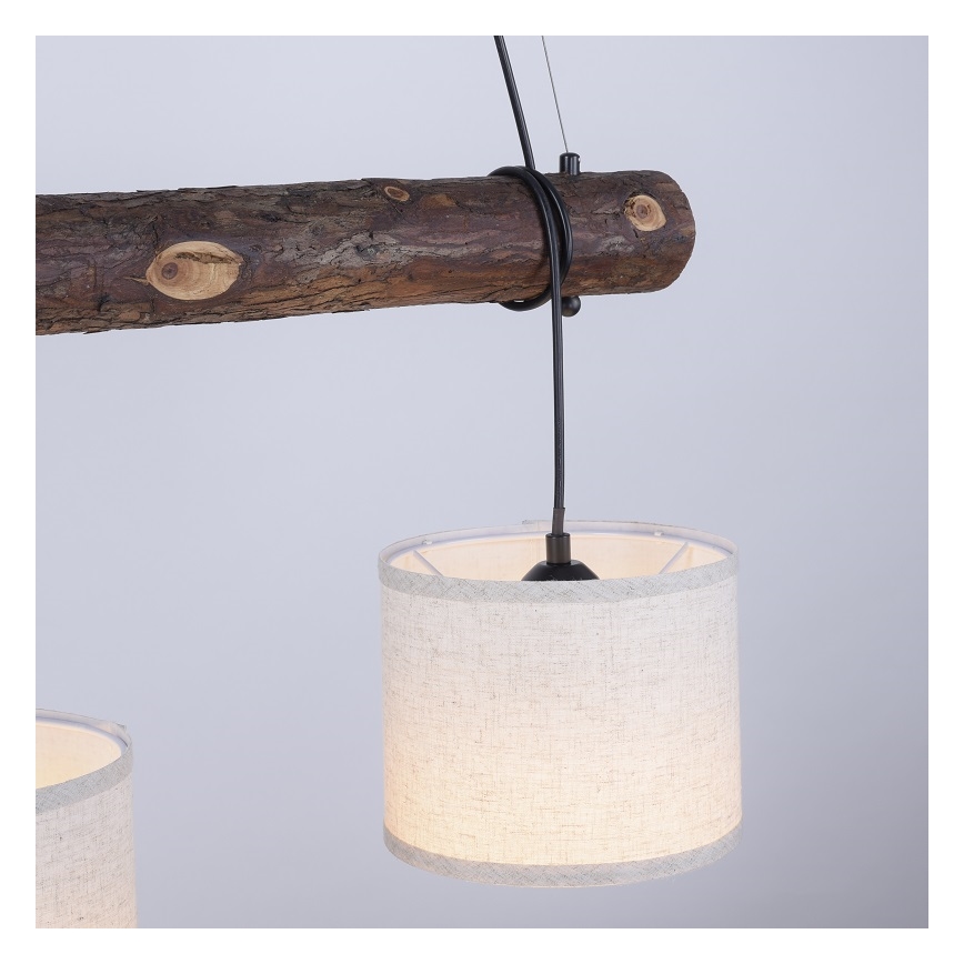 Leuchten Direkt 11238-79 - Hanglamp aan kabel BARK 3xE27/40W/230V hout