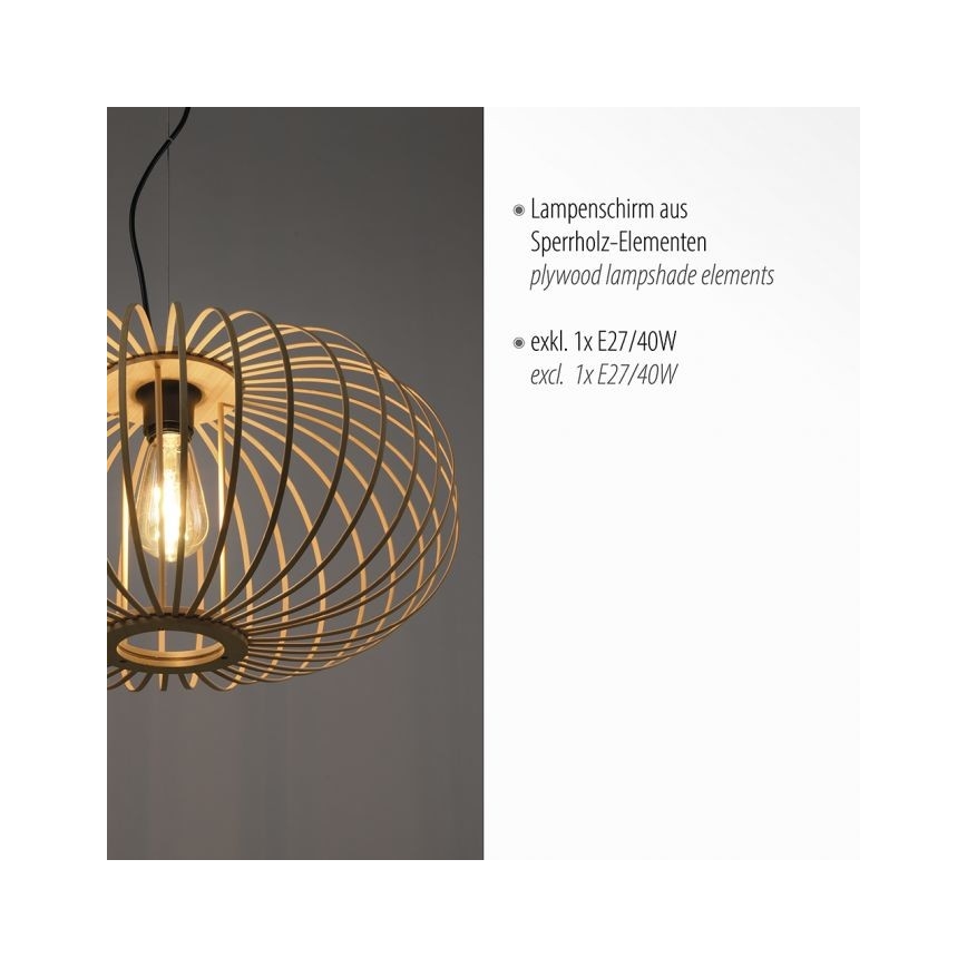 Leuchten Direkt 11409-79 - Hanglamp aan een koord RACOON 1xE27/40W/230V bamboe