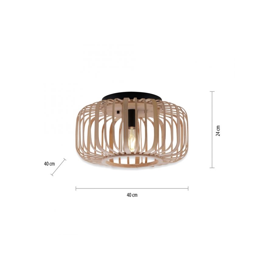 Leuchten Direkt 11412-79 - Plafonnier RACOON 1xE27/40W/230V d. 40 cm bambou