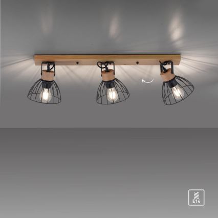 Leuchten Direkt 11418-18 - Spot LAMI 3xE27/25W/230V acacia/métal