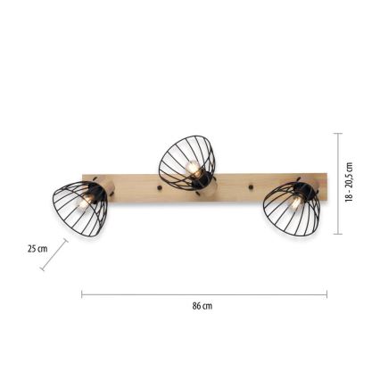 Leuchten Direkt 11418-18 - Spot LAMI 3xE27/25W/230V acacia/métal