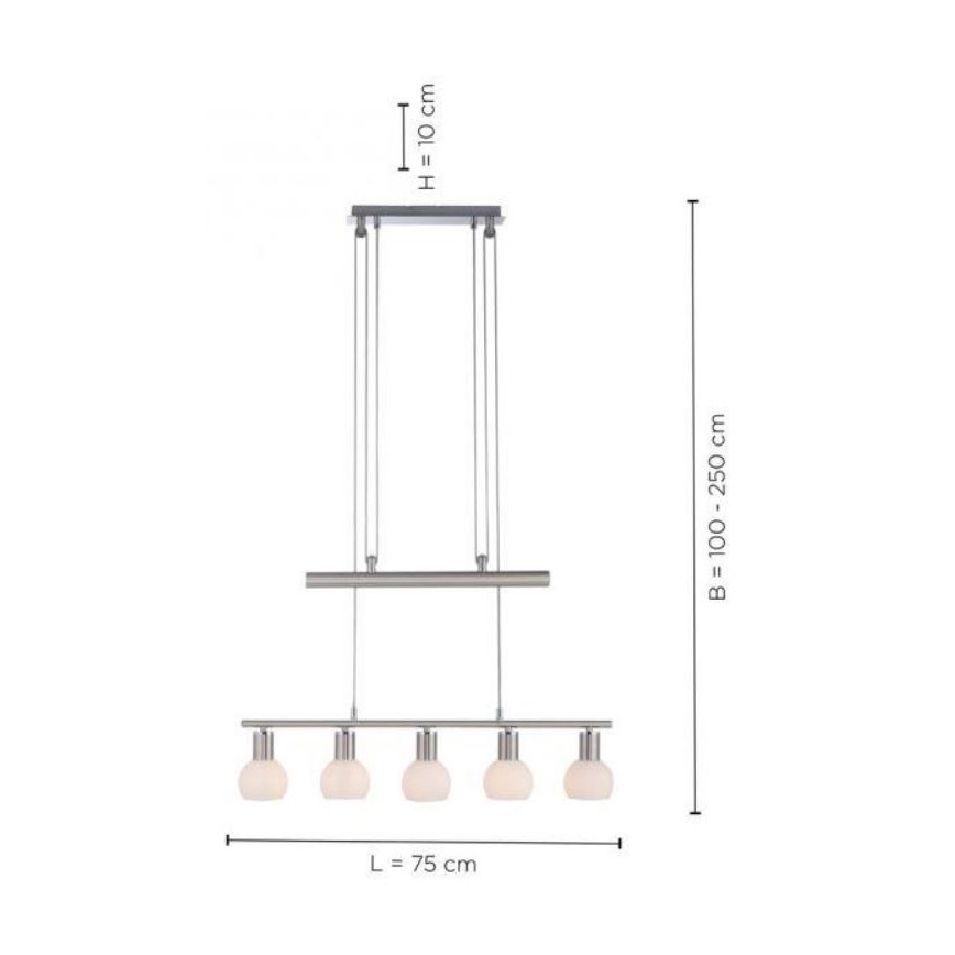 Leuchten Direkt 11939-55 - Hanglamp aan een koord BENEDIKT 5xE14/40W/230V